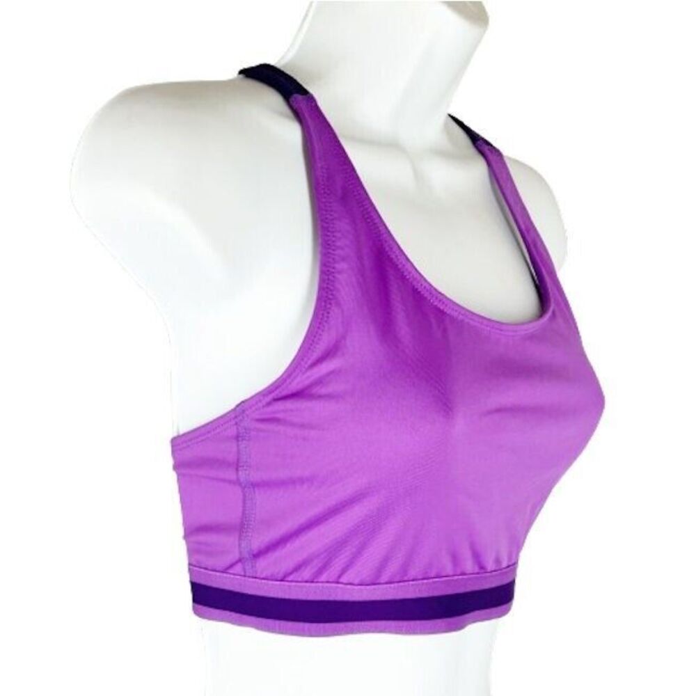 Nike Dri Fit Athletic Top L Purple Racer Back Bra Stretch Exercise Activewear